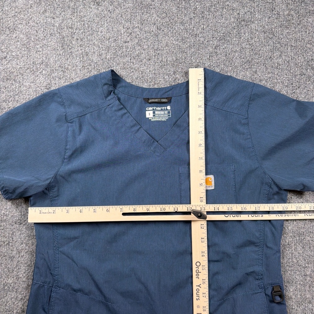 Carhartt Scrub Top Women Size S Blue Force Modern Fit V-Neck Ripstop - Picture 9 of 14